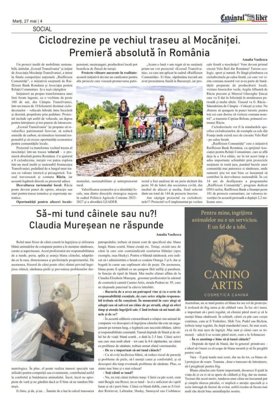 Articol din presa locală despre Canino Artis
